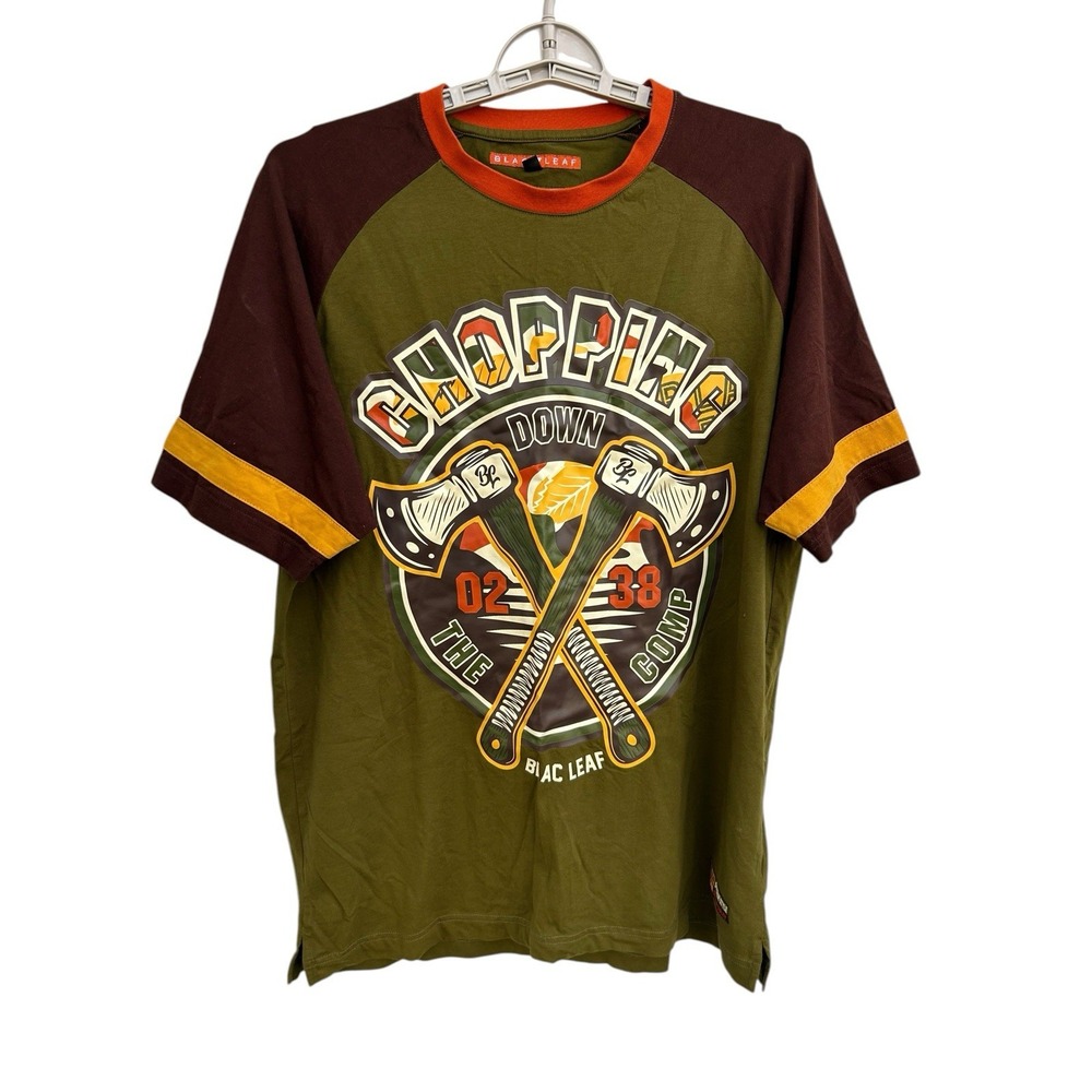 Blac Leaf Graphic T Shirt Men's Large Chopping Down The Comp Graphic Streetwear